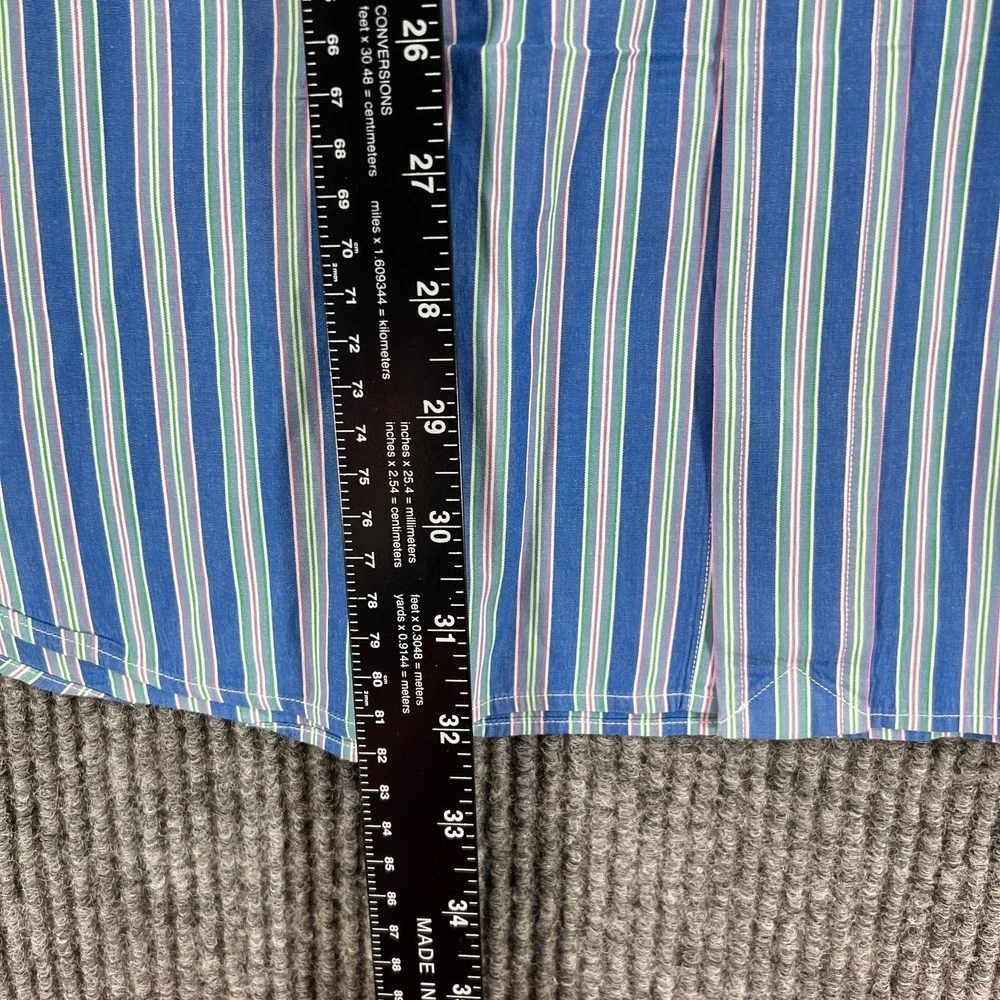 Polo‎ Ralph Lauren Mens Shirt XXL Blue Striped Long Sleeve Button Up Curham Fit